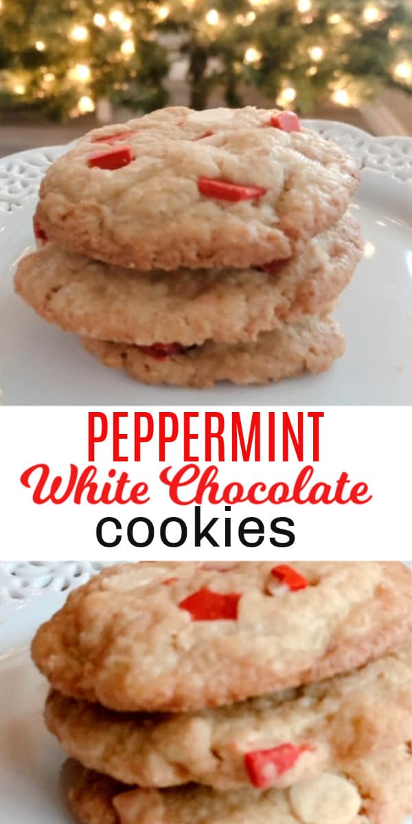 White Chocolate Peppermint Crunch Cookies - Organized Island
