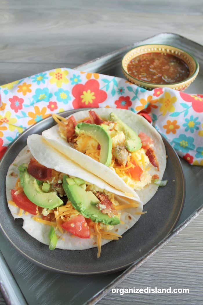 Southwestern Bacon Sausage Breakfast Tacos - Organized Island