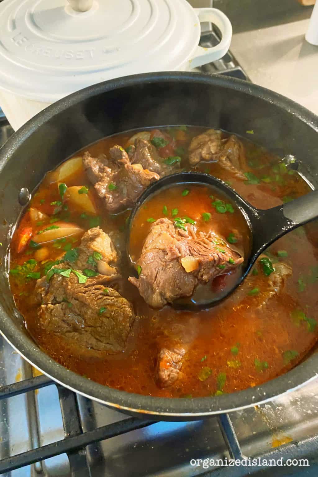 Easy One Pot Spicy Beef Stew Recipe - Organized Island