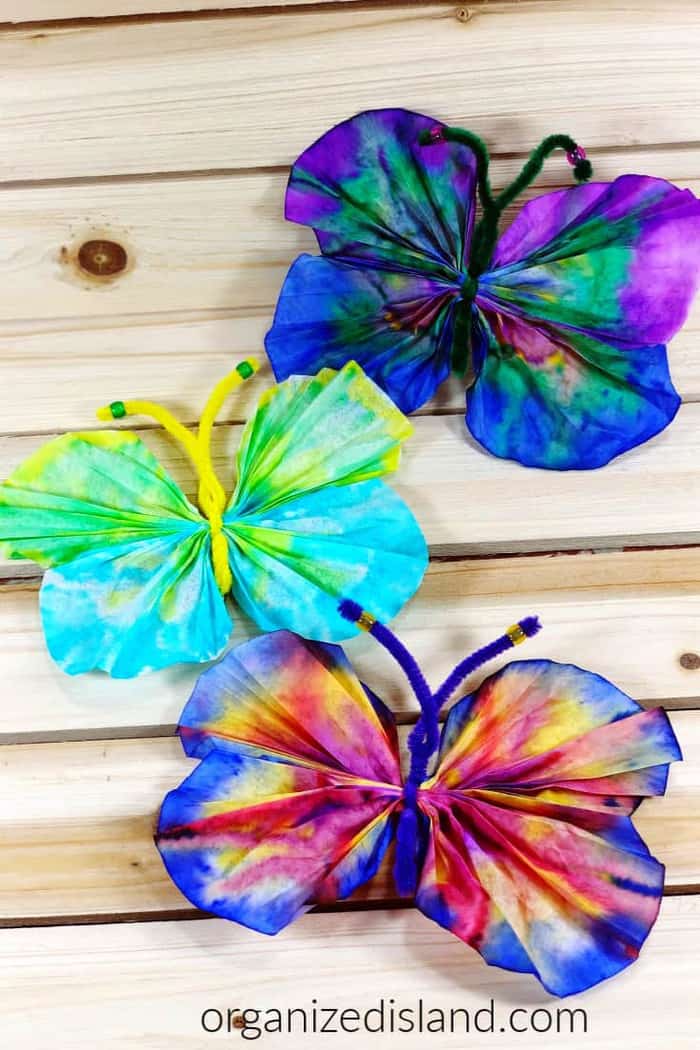 How to Make Coffee Filter Butterflies - Organized Island