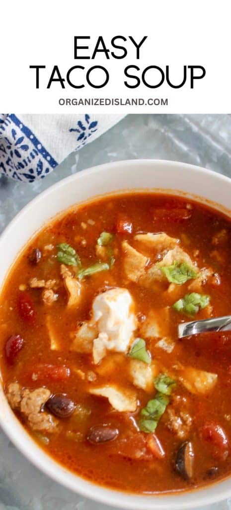 Easy Taco Soup in bowl.
