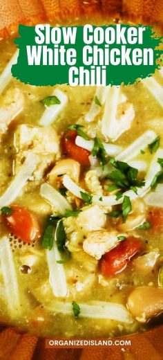 Slow Cooker White Chicken Chili - Organized Island