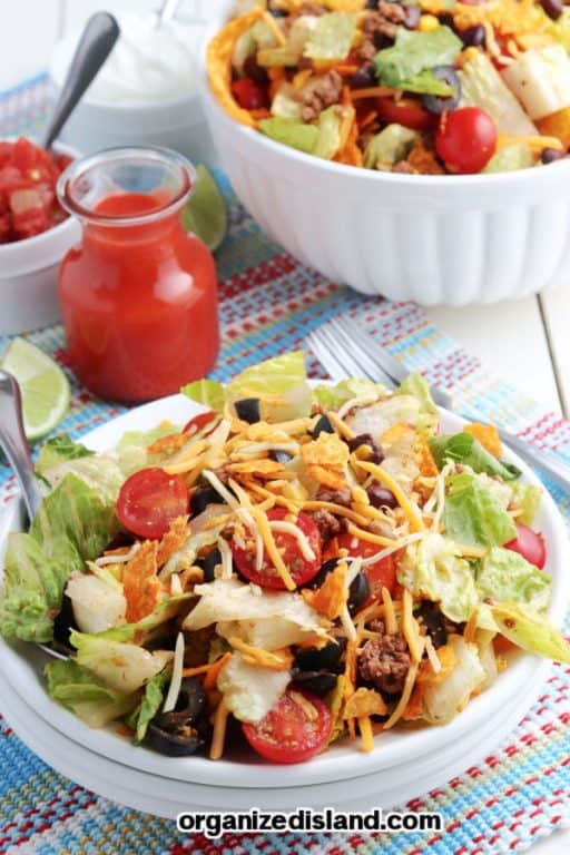 Taco Salad with Catalina Dressing and Doritos - Organized Island