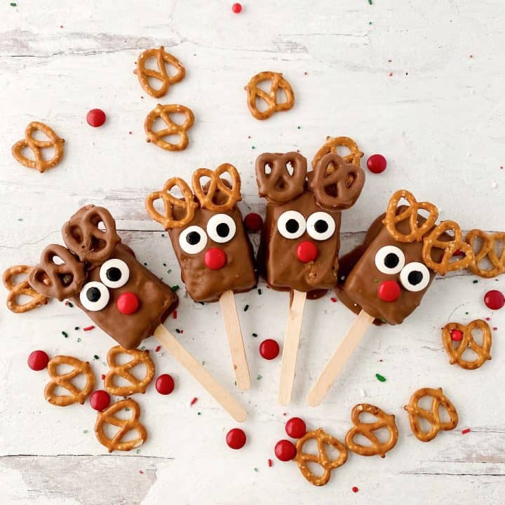 Reindeer Rice Krispie Treats for Christmas - Organized Island