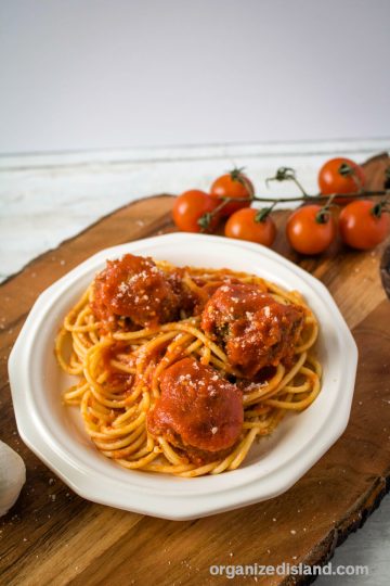 Pesto Meatballs and Spaghetti - Organized Island