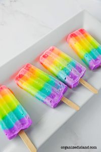 Easy Rainbow Popsicles Recipe Organized Island   Rainbow Popsicles 1 200x300 