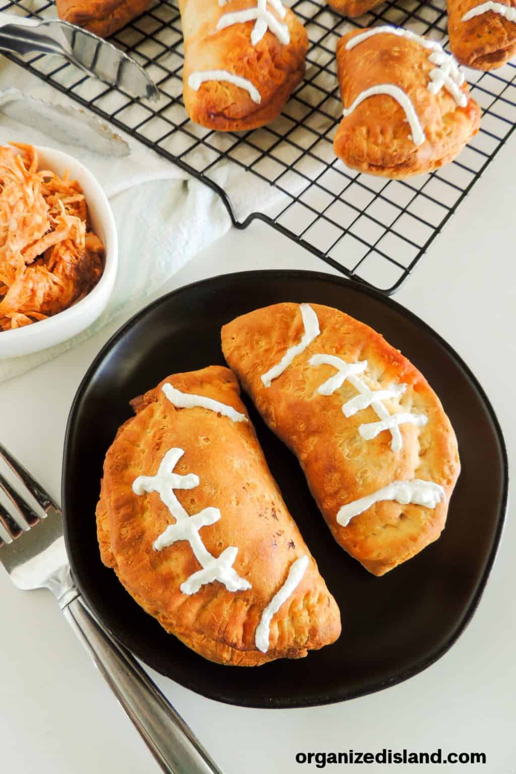 Mini Buffalo Chicken Football Pies Recipe - Organized Island