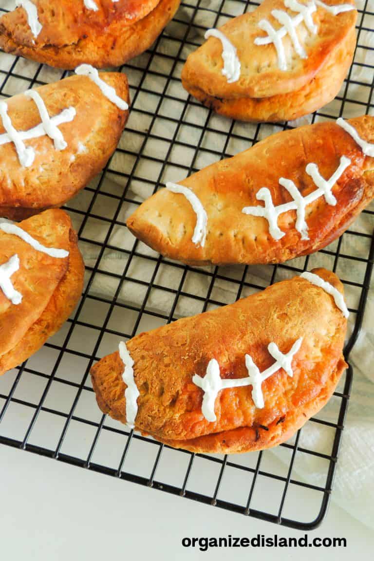 Mini Buffalo Chicken Football Pies Recipe - Organized Island