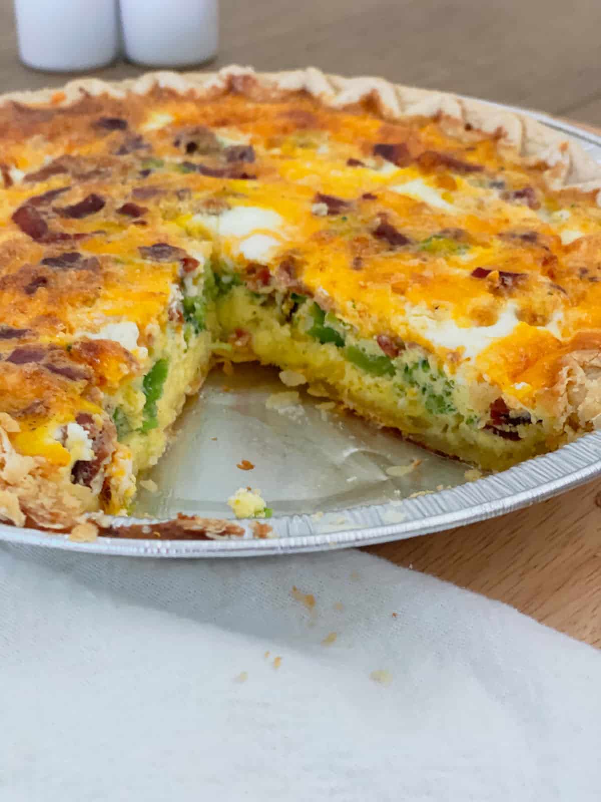 Best Bacon Broccoli Quiche in pan.