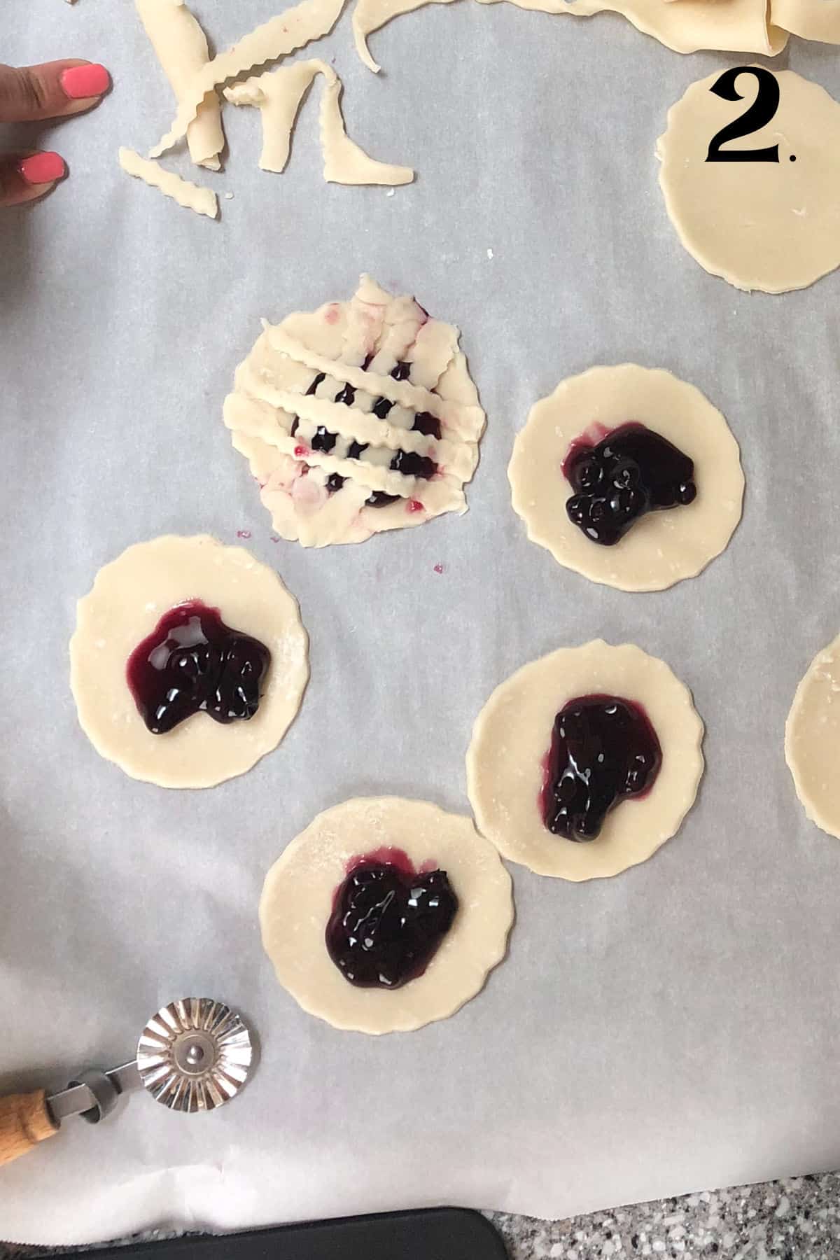 How to Make Blueberry Hand Pies Step 2 - adding blueberry filling.