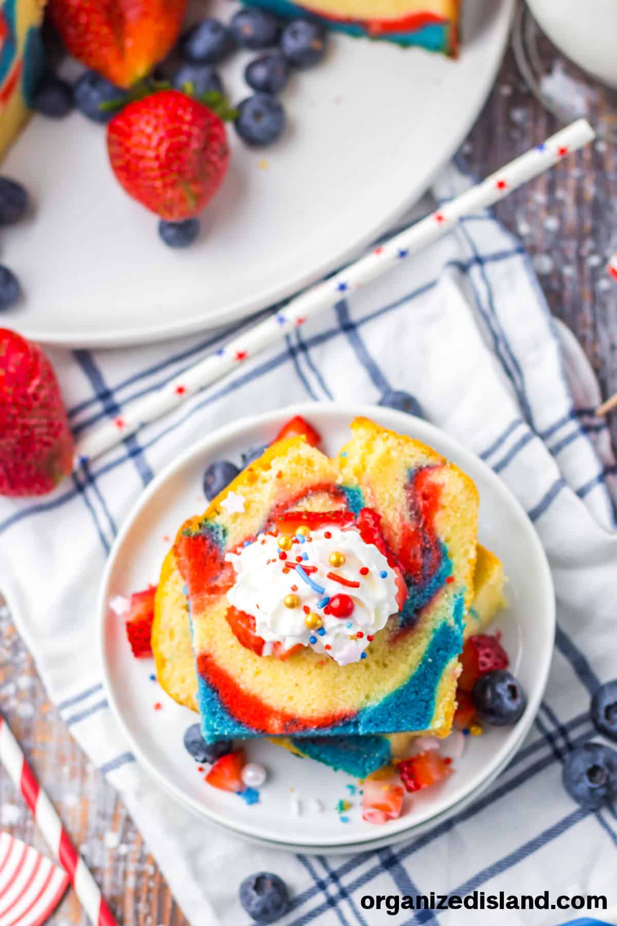Red White Blue 4th of July Cake