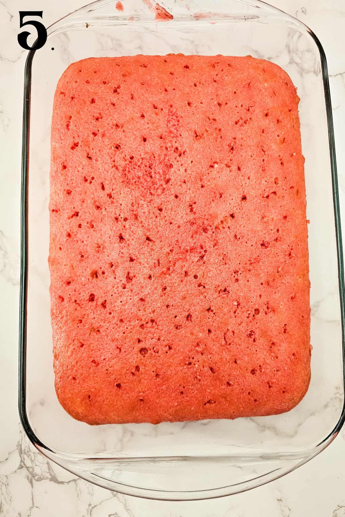 How to Make Cherry Poke Cake - Step 5 jello over cake.