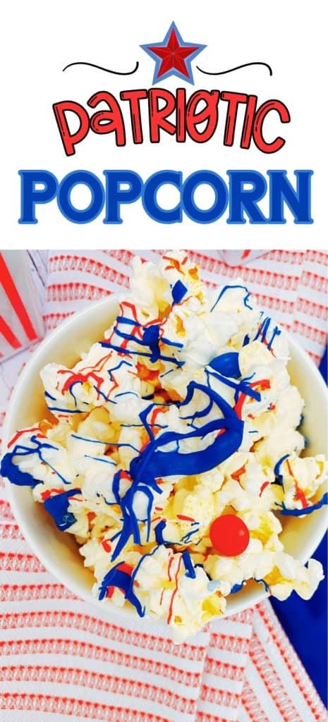 Patriotic Popcorn in bowl.