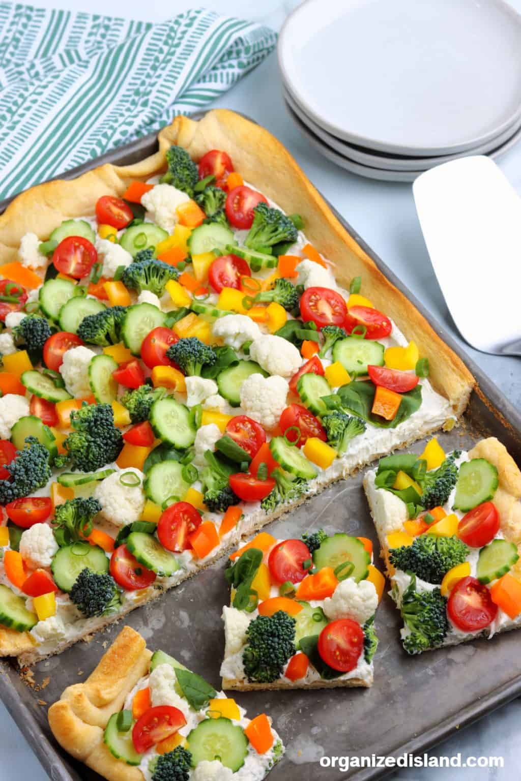 Vegetable Pizza with Crescent Rolls - Organized Island