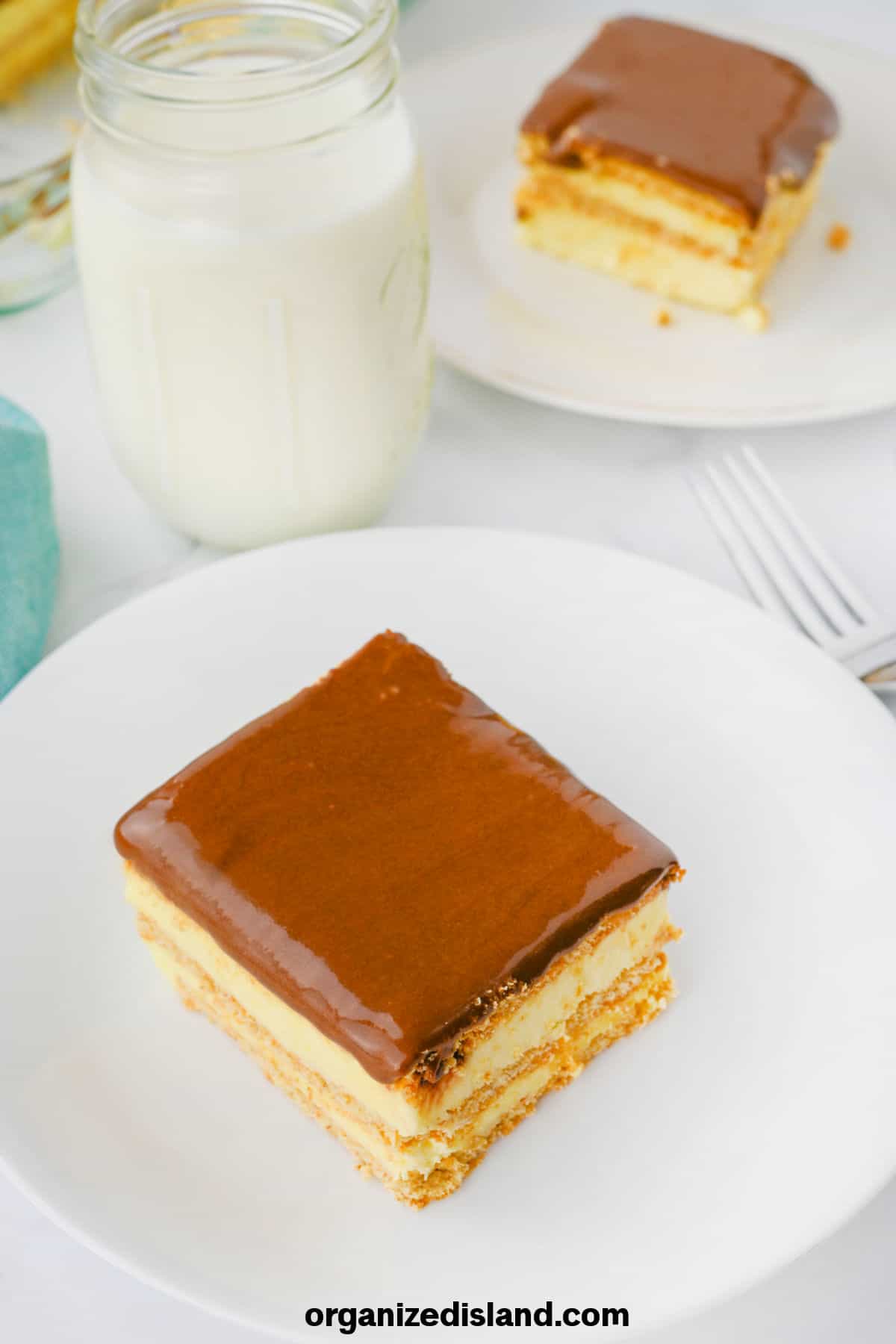 Eclair Cake on plate.