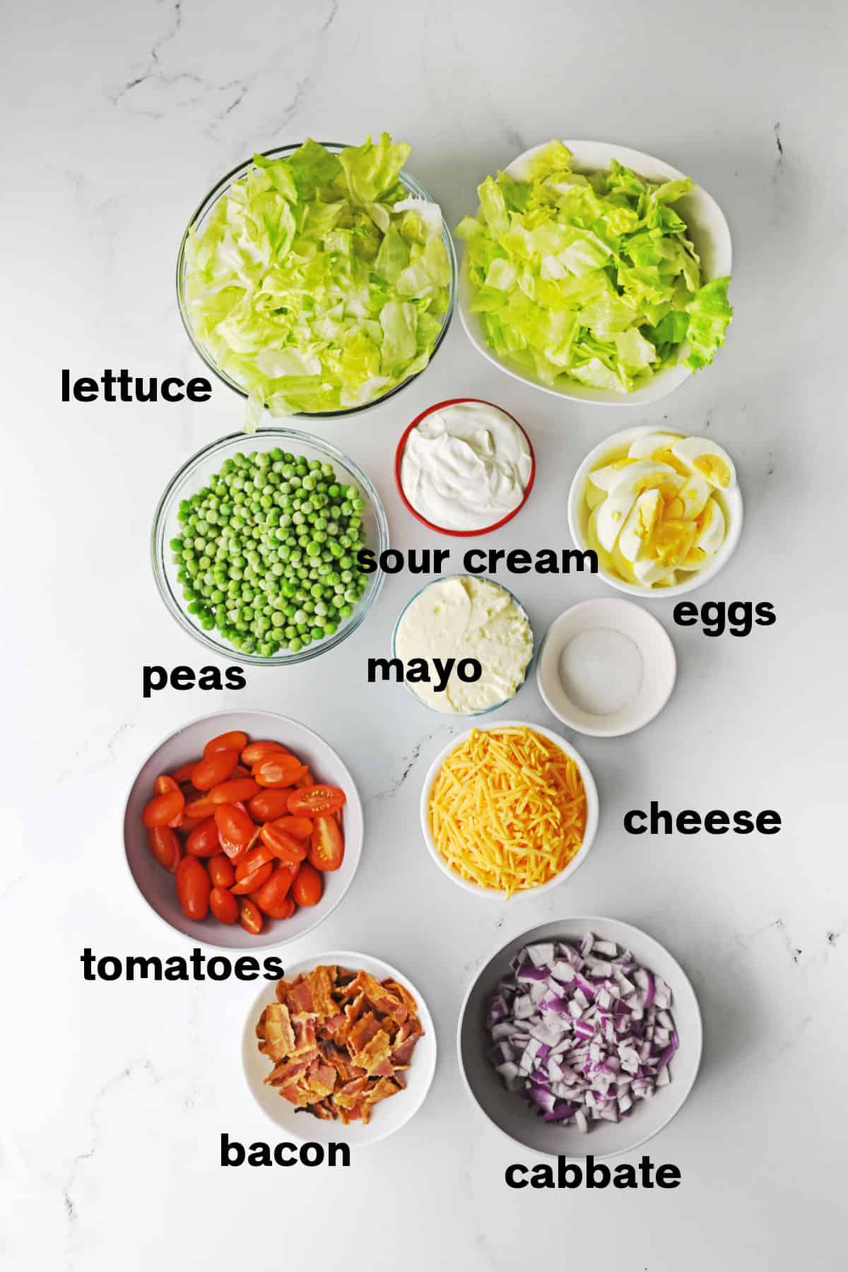 Old Fashioned Pea Salad Ingredients