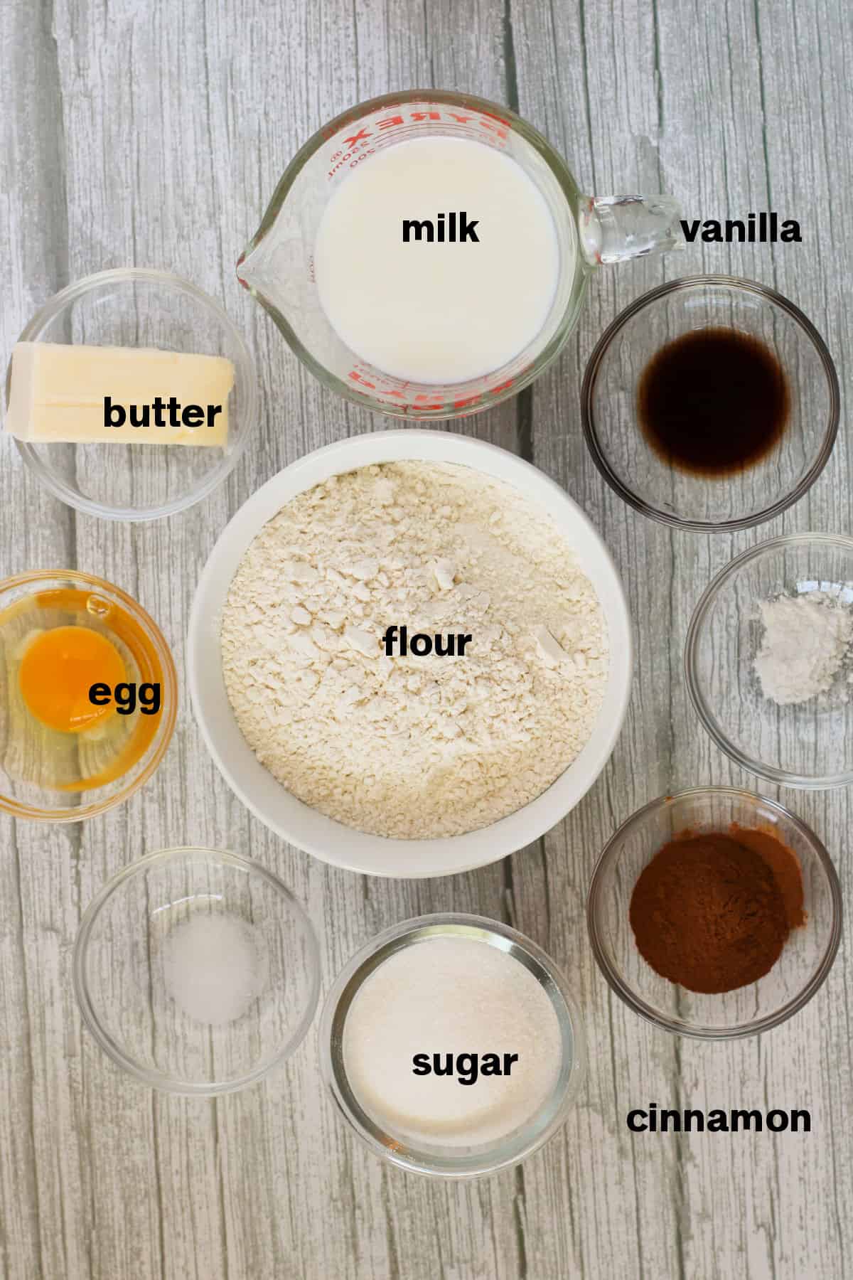 Snickerdoodles Cupcakes Ingredients on counter.