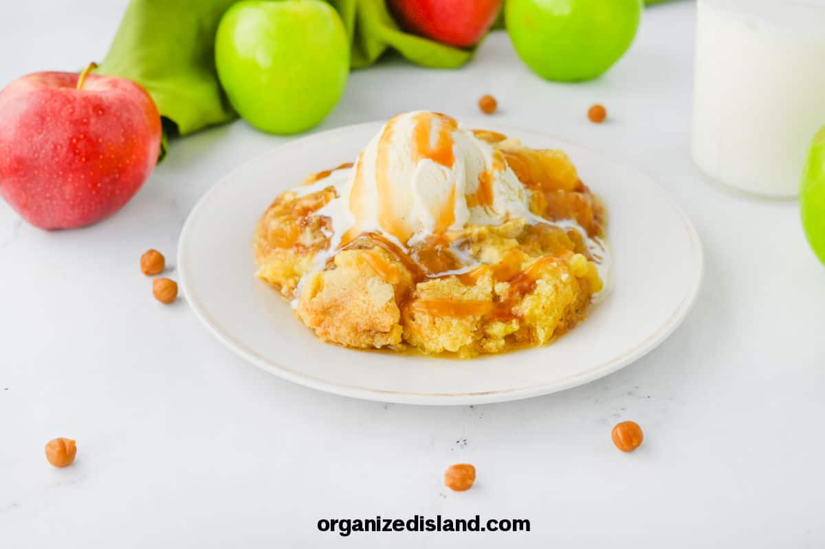 Caramel Apple Cobbler with ice cream Landscape