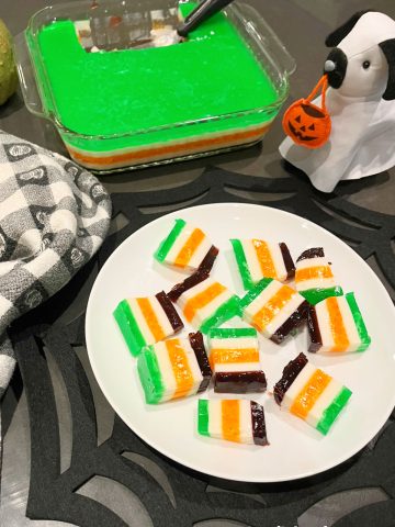 ween Jello Jigglers on plate.