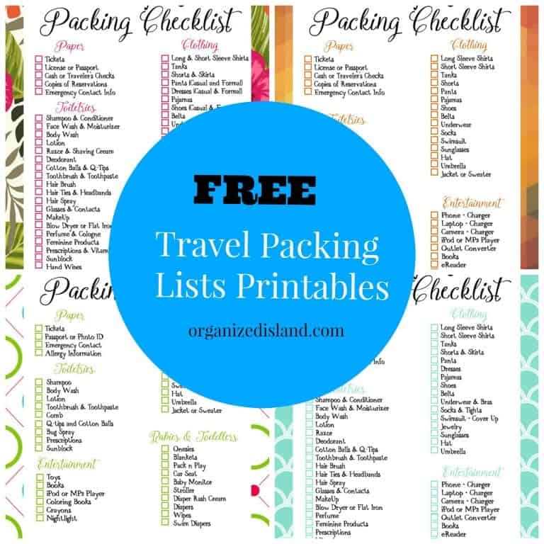 travel packing list printables organized island