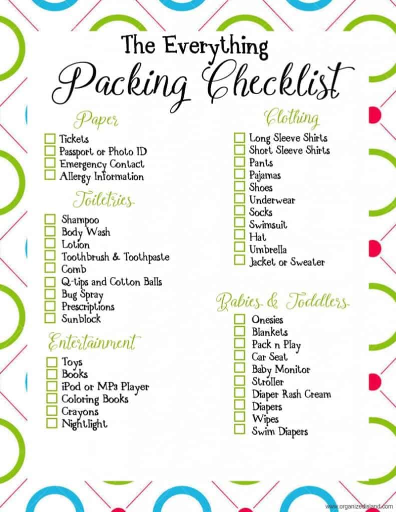 road trip packing list toddler
